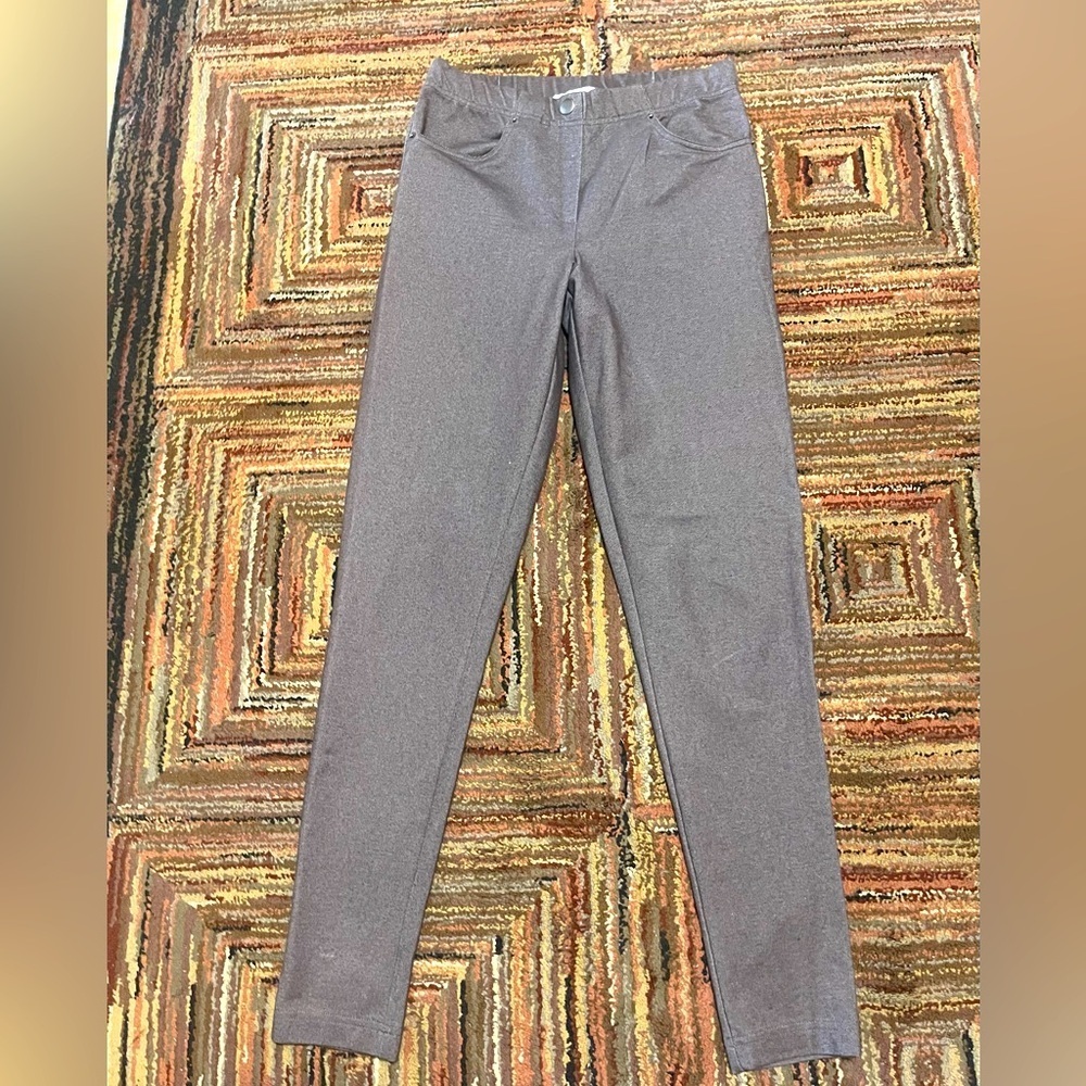 Isaac Mizrahi Live Stretch Knit  Legging Pants Grey /Brown Size XS Cotton Blend